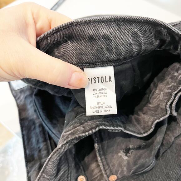 Pistola Ally High Rise Vintage Distressed Denim Ankle Boot Jeans Black 31 / 12 - Picture 4 of 6